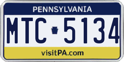 PA license plate MTC5134