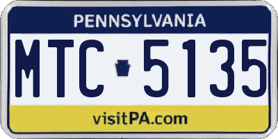 PA license plate MTC5135