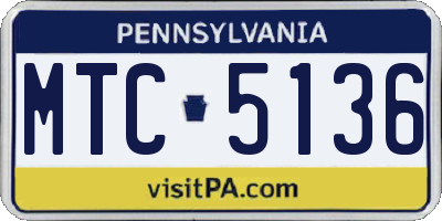 PA license plate MTC5136