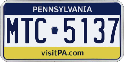 PA license plate MTC5137