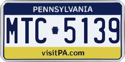 PA license plate MTC5139