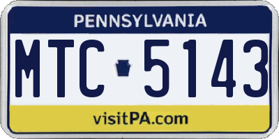 PA license plate MTC5143