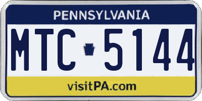 PA license plate MTC5144
