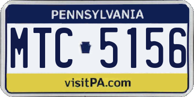 PA license plate MTC5156