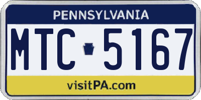 PA license plate MTC5167