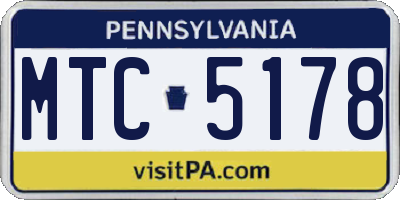 PA license plate MTC5178