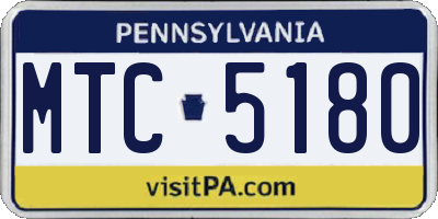 PA license plate MTC5180