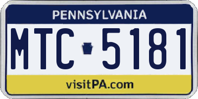 PA license plate MTC5181