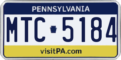 PA license plate MTC5184