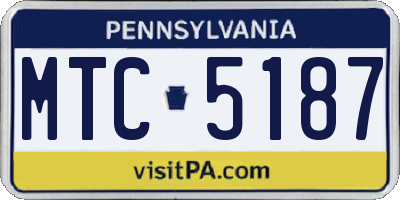 PA license plate MTC5187