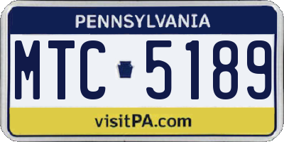 PA license plate MTC5189