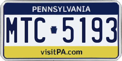 PA license plate MTC5193