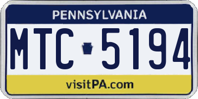 PA license plate MTC5194