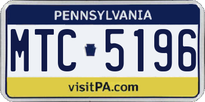 PA license plate MTC5196