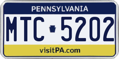 PA license plate MTC5202