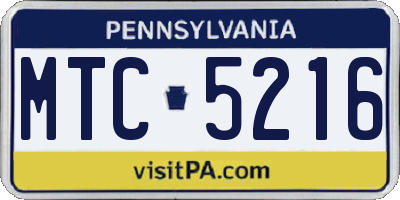 PA license plate MTC5216