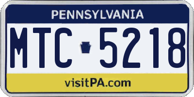 PA license plate MTC5218