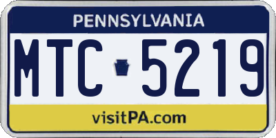 PA license plate MTC5219