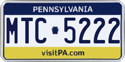 PA license plate MTC5222