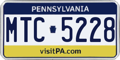 PA license plate MTC5228