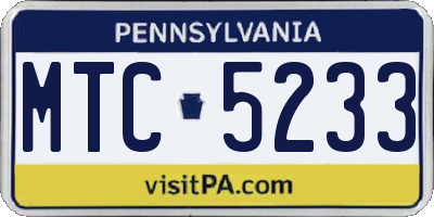 PA license plate MTC5233