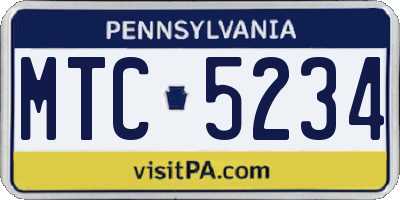 PA license plate MTC5234