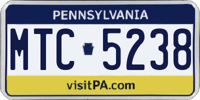 PA license plate MTC5238
