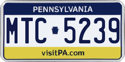 PA license plate MTC5239