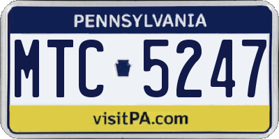 PA license plate MTC5247