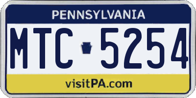 PA license plate MTC5254
