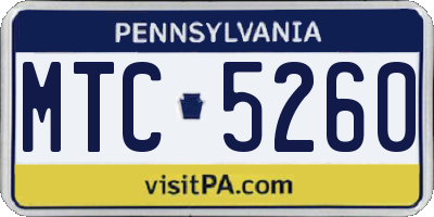 PA license plate MTC5260