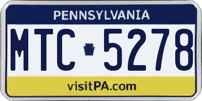 PA license plate MTC5278