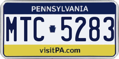PA license plate MTC5283