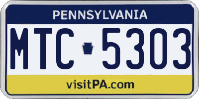 PA license plate MTC5303
