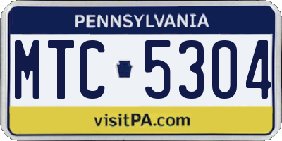 PA license plate MTC5304