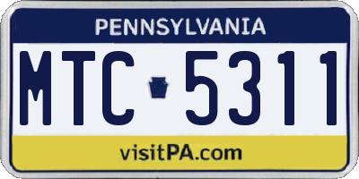 PA license plate MTC5311