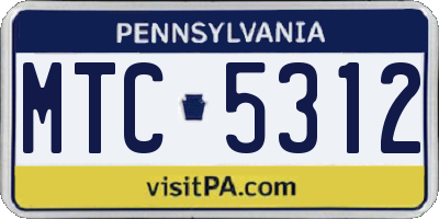 PA license plate MTC5312