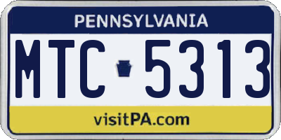 PA license plate MTC5313