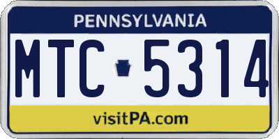 PA license plate MTC5314