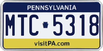 PA license plate MTC5318