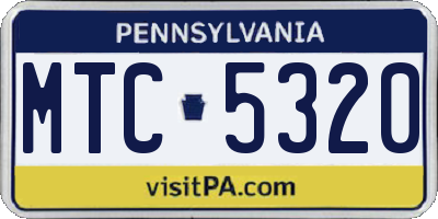 PA license plate MTC5320