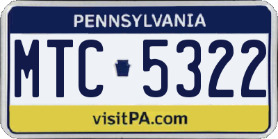 PA license plate MTC5322