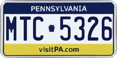 PA license plate MTC5326