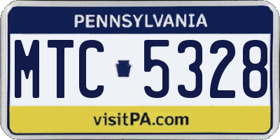 PA license plate MTC5328