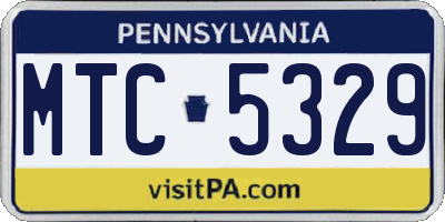 PA license plate MTC5329