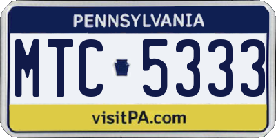 PA license plate MTC5333
