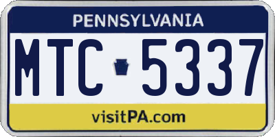PA license plate MTC5337