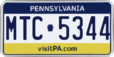PA license plate MTC5344