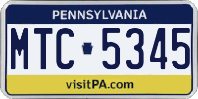 PA license plate MTC5345