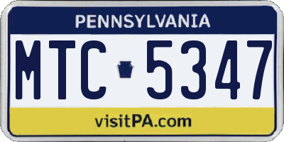 PA license plate MTC5347